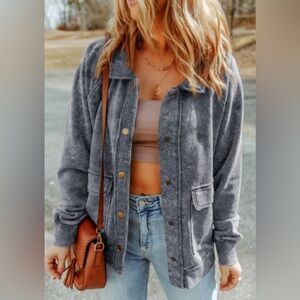 Women's Gray Button-Up Jacket